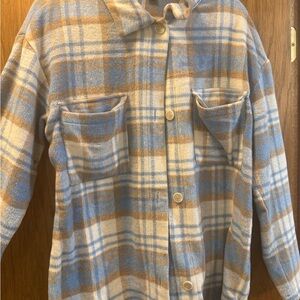 SHEIN Blue and Brown Plaid Shirt